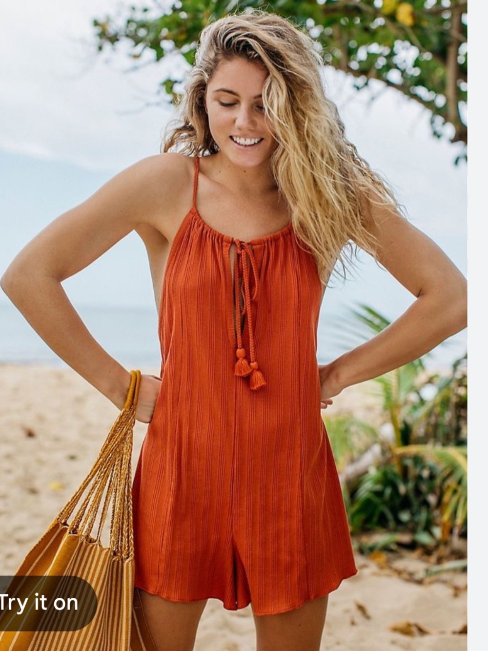 Free People Intimately Big Sur Playsuit, Orange/Rust, S, NWOT